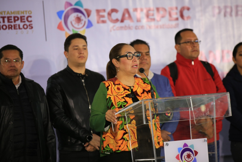 Entre las acciones prioritarias, la presidenta anunció que iluminará las primeras 100 colonias de Ecatepec. Foto: Gob Ecatepec