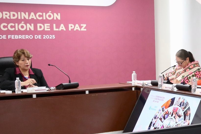 Delfina Gómez realizó la Mesa de Coordinación para la Paz en la Comisión de Derechos Humanos del Estado de México. FOTO: @delfinagomeza