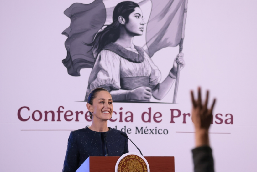 La presidenta Claudia Sheinbaum durante la Mañanera del Pueblo