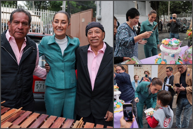 Claudia Sheinbaum en su festejo sorpresa de cumpleaños