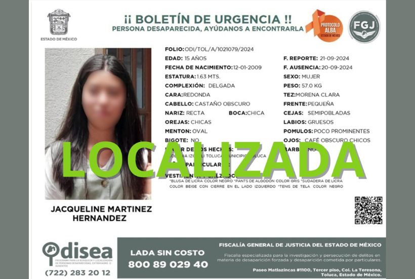 Dicha mujer fue ingresada al Centro Penitenciario y de Reinserción Social de Santiaguito en Almoloya de Juárez,