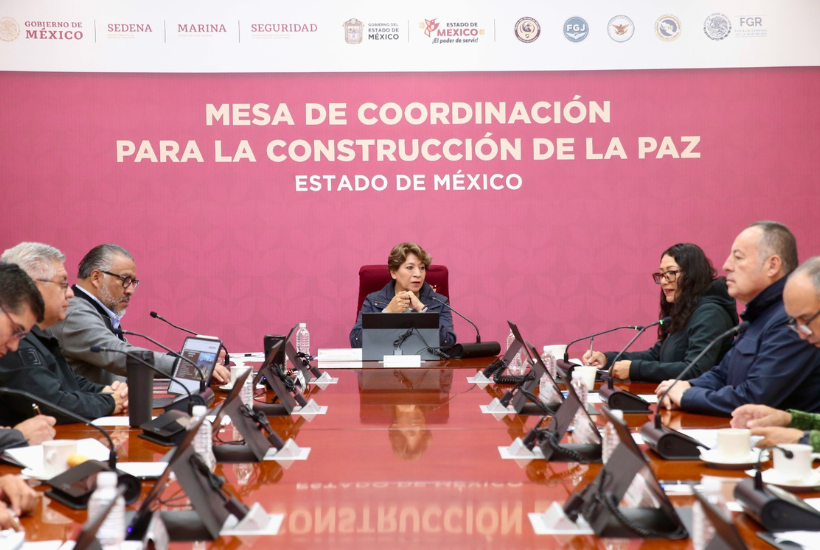 Mesa de Coordinación para la Construcción de la Paz, presidida por la Gobernadora Delfina Gómez Álvarez.